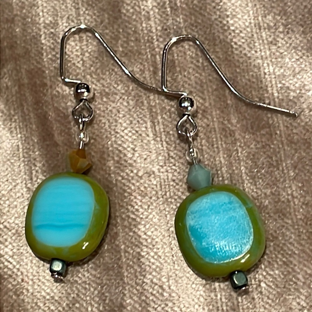 Blue & Green Glass Earrings
